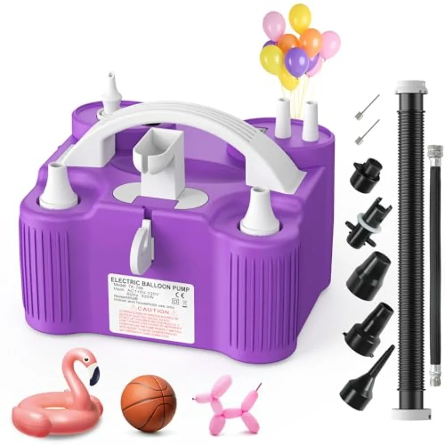 

4-in-1 Electric Balloon Pump for All Balloons Inflatables and Sports Balls Triple Inflating Ports for Latex Foil 260q Mylar Bal