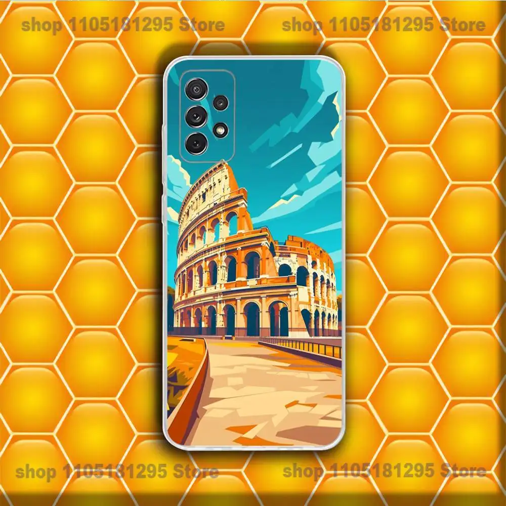 Italy Rome City Travel Phone Case For Samsung S30,23,21,22,20 FE lite,S10,9,PIus Note20ultra Soft Transparent