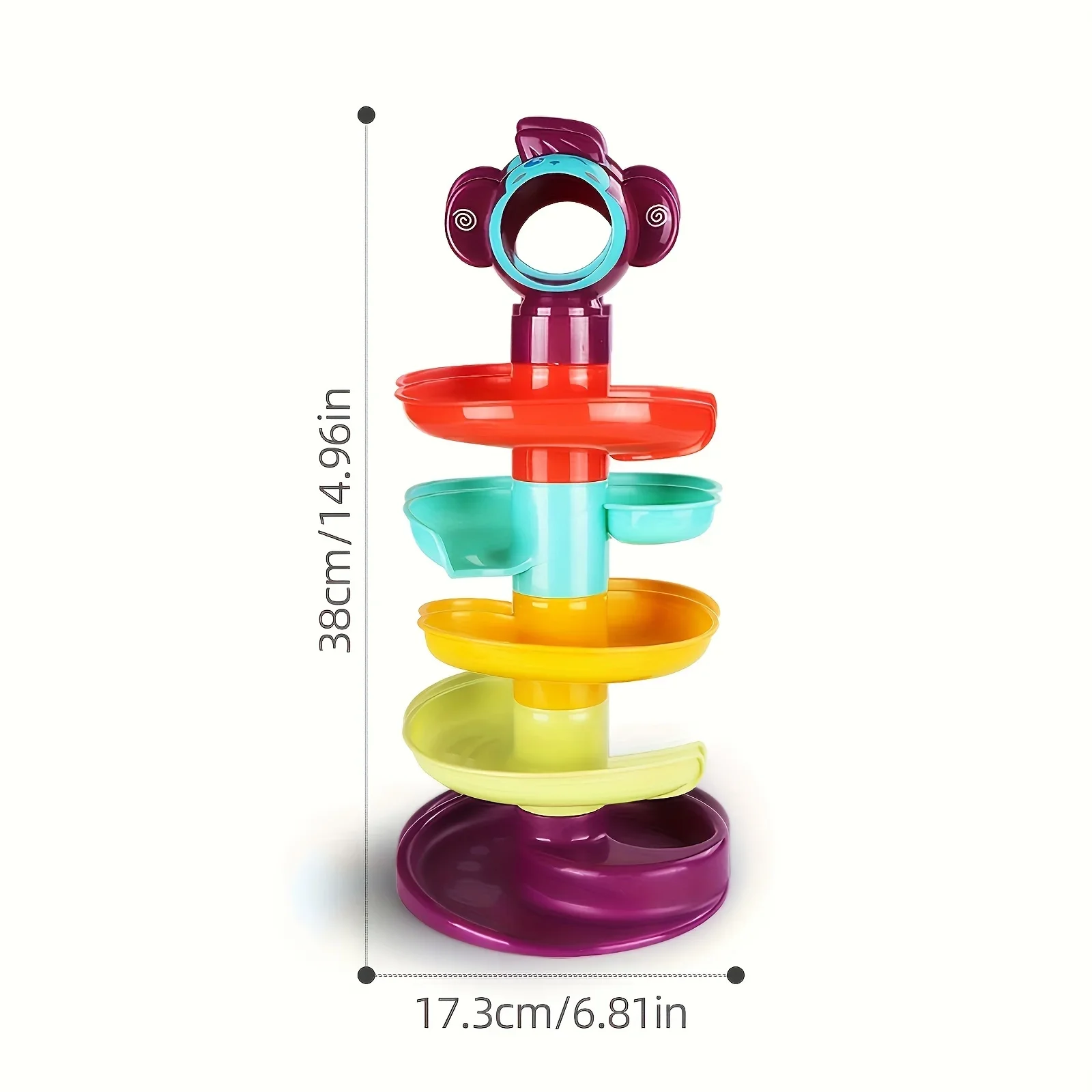 Montessori, Infant Cartoon Monkey Track Sliding Ball Tower, Rolling Ball Stacking Spinning Ball Early Education Educational Toy