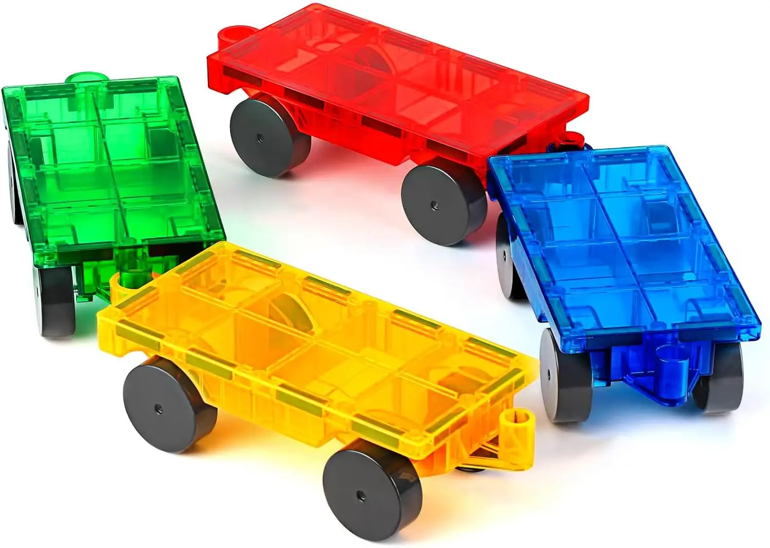

Magnetic Tiles Cars Construction Set - 4 PCS Magnetic Tiles Magnet Bricks Truck Sensory Toys, Educational Magnet Cars Set Buildi