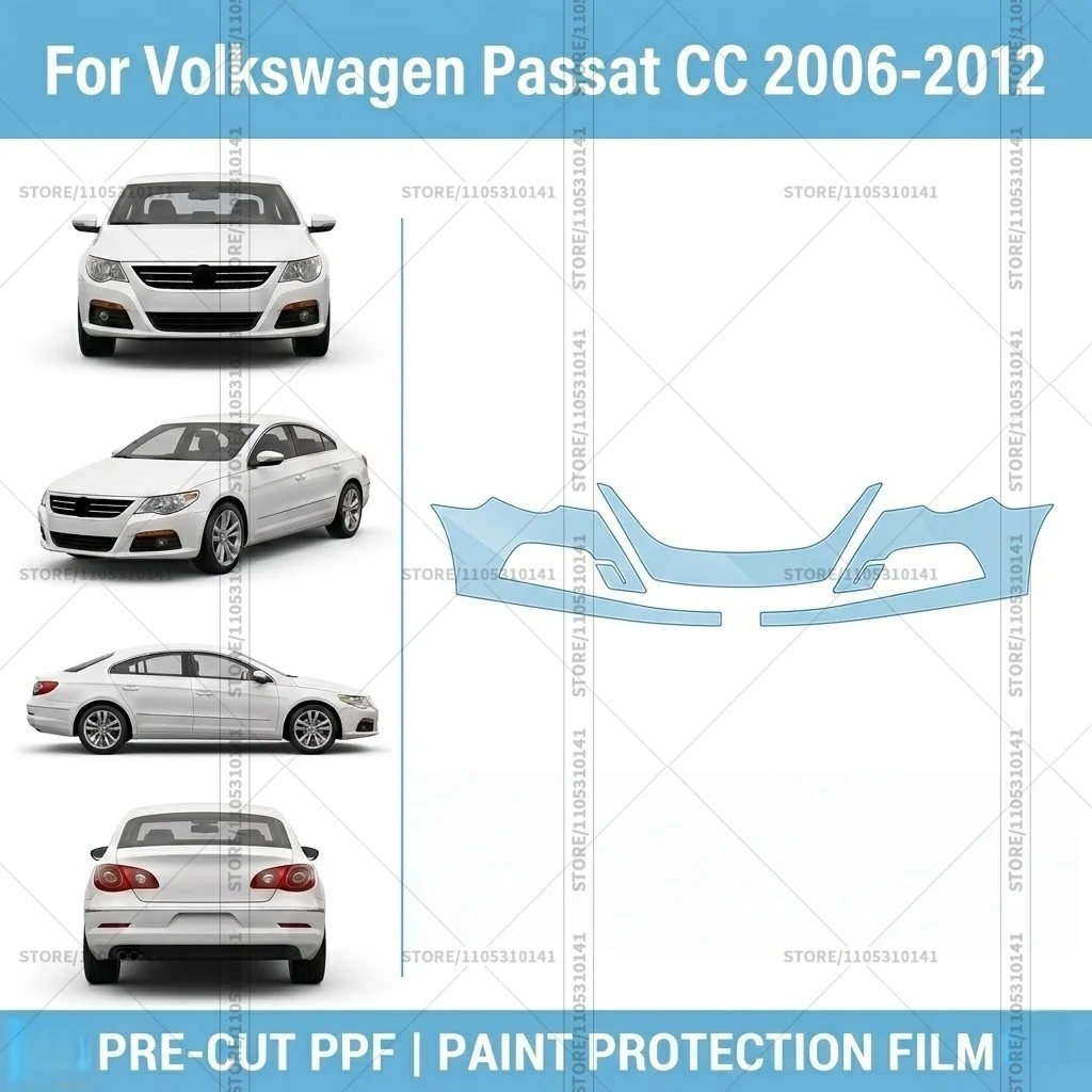 For Volkswagen Passat CC 2006-2012 Pre-Cut Paint Protection Film PPF Transparent Car Film Automotive PPF Front Bumper