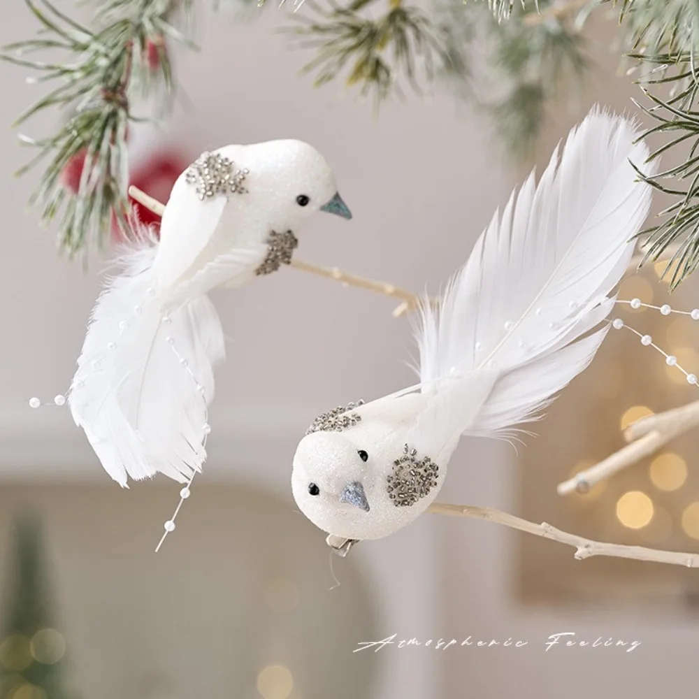 

2pcs New Simulated Foam Christmas Birds Christmas Tree Decoration DIY Decor Artificial Bird Realistic Artificial Foam Birds