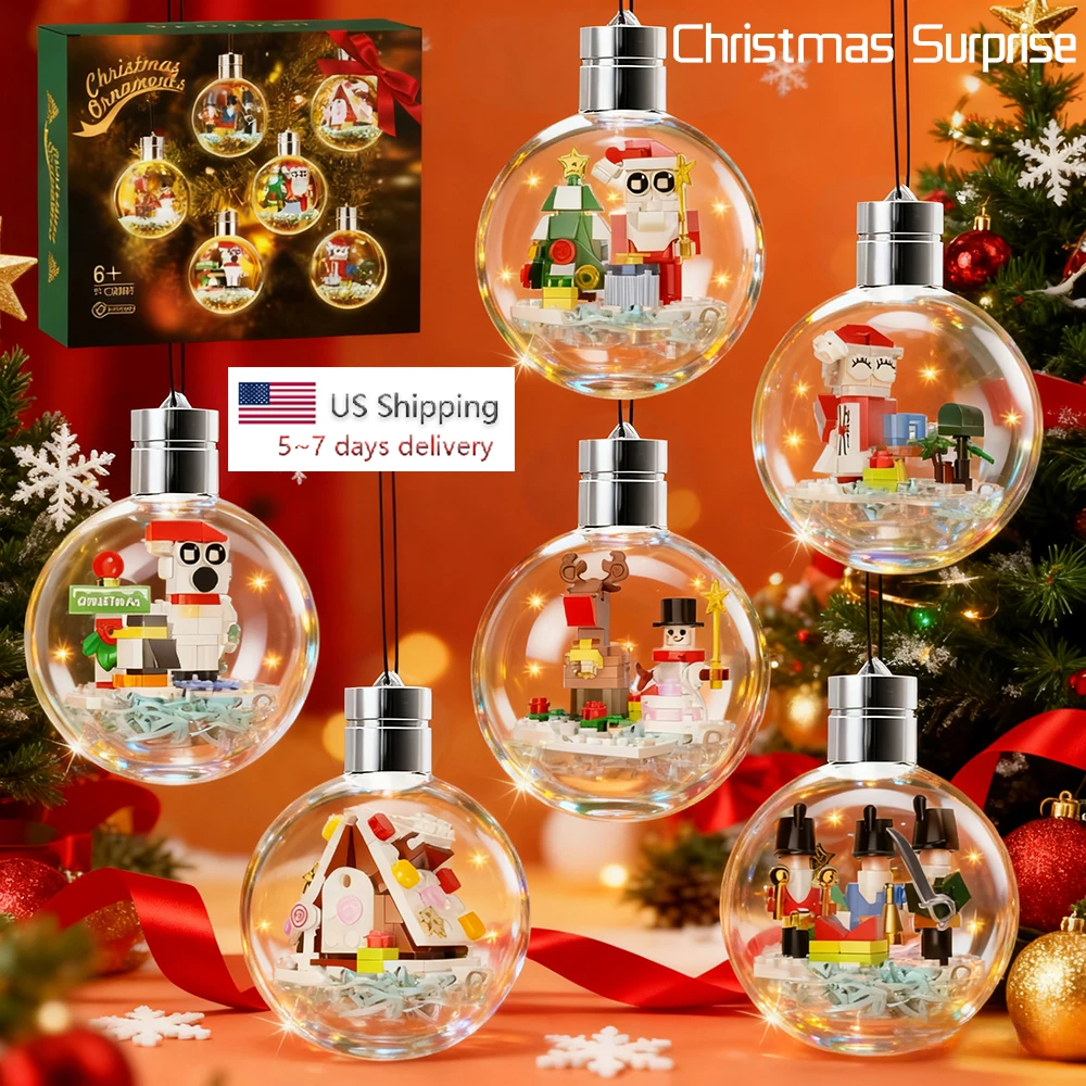 

Рождественские строительные блоки, лампочки со светодиодной лентой, игрушка Санта-Клауса, лось, кирпичная лампа, декор для вечеринки, спальни, ночник, шар, группа шести