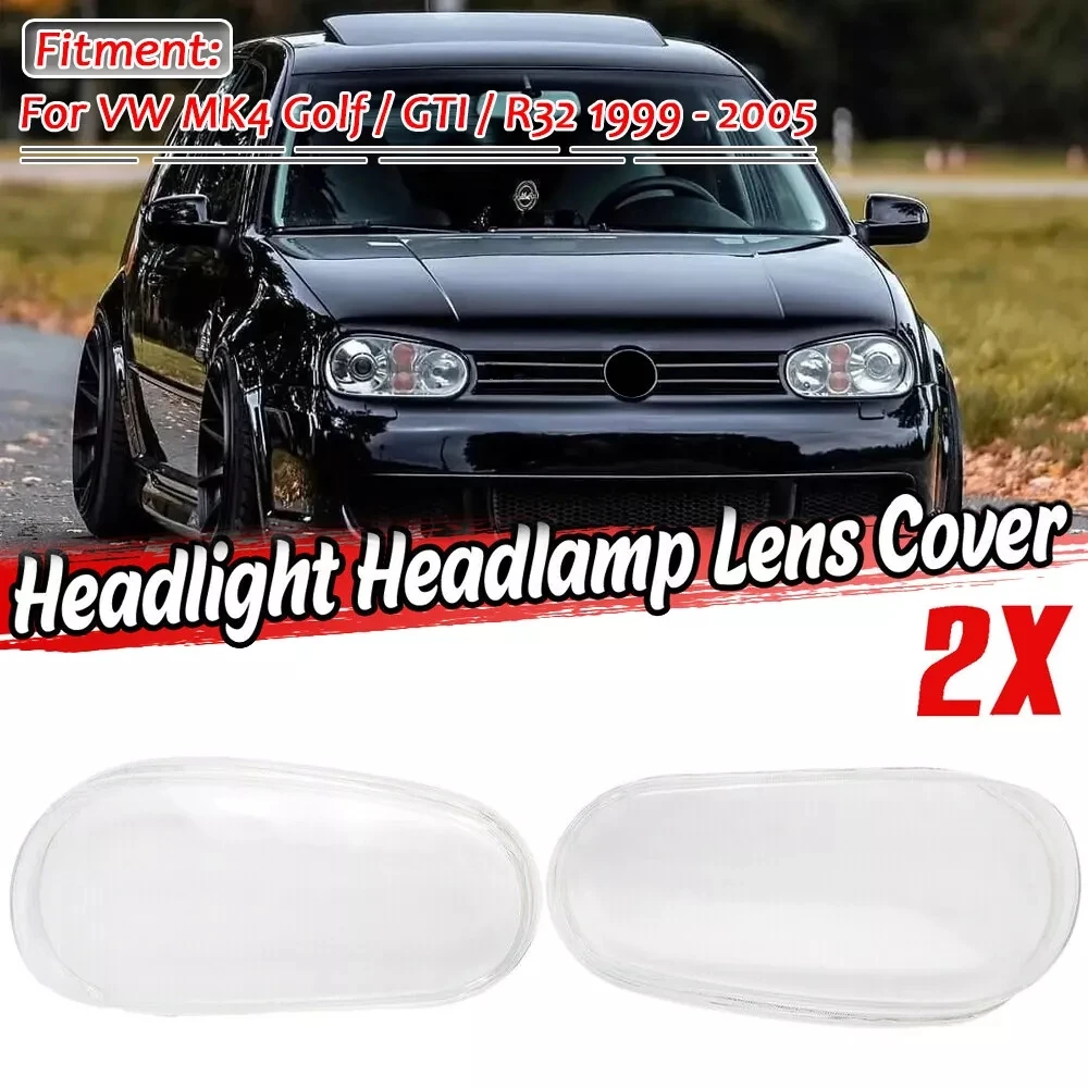 

Front Headlight Clear Lens Cover Clear Headlamp Shell For VW Golf 4 MK4 R32 1999-2005 Headlight Cover ransparent Lampshade