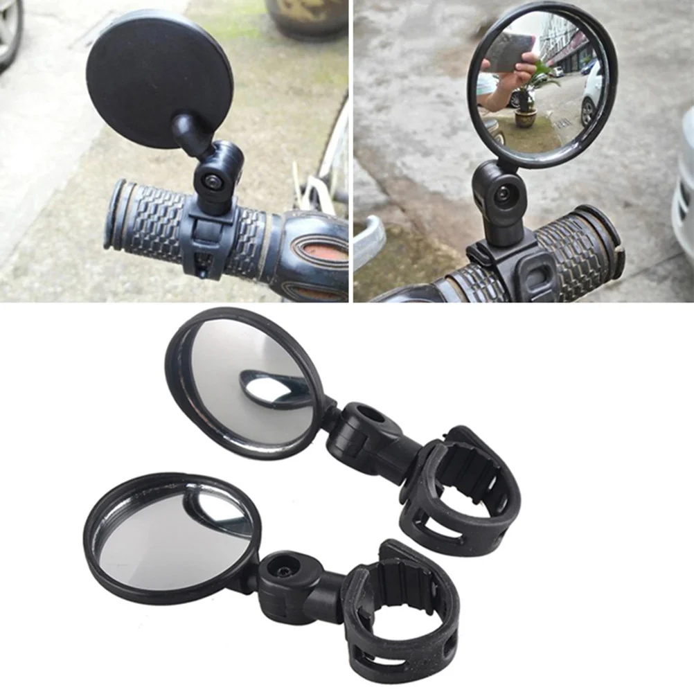 

2Pairs Universal Bike Rear View Mirror Wide Angle Adjustable Lightweight Large Lens 360 Degree Rotation Scratch Resistant