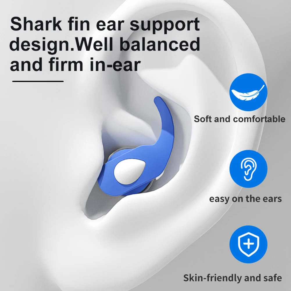 Reusable Silicone Anti-Noise Ear Plugs Waterproof Soundproof Ear Protection for Travel Work Sleep and Swimming