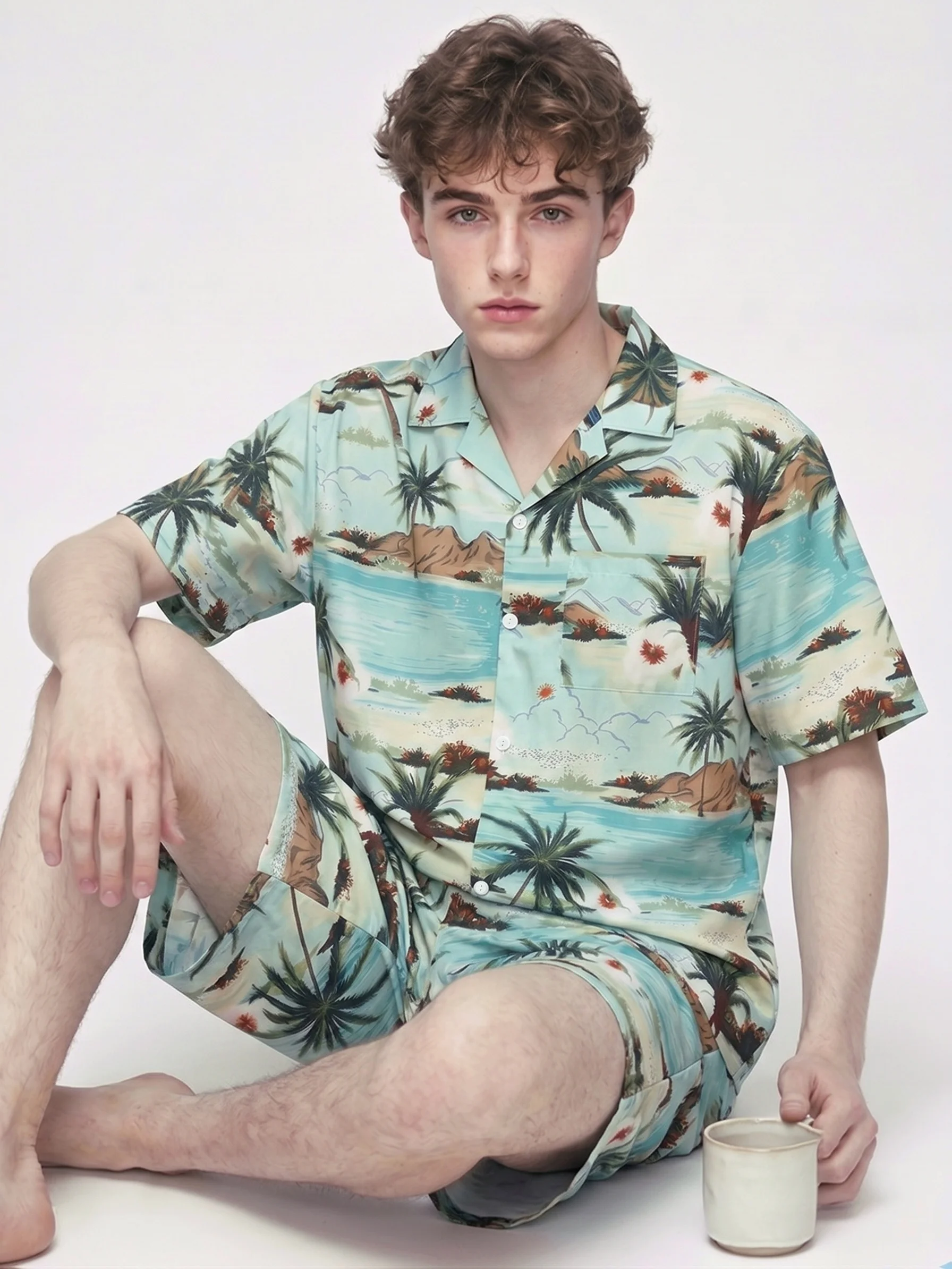 Beach Shirt Hawaiian - Hawaiian Seaside Scenery Graphic Men Co‑ord