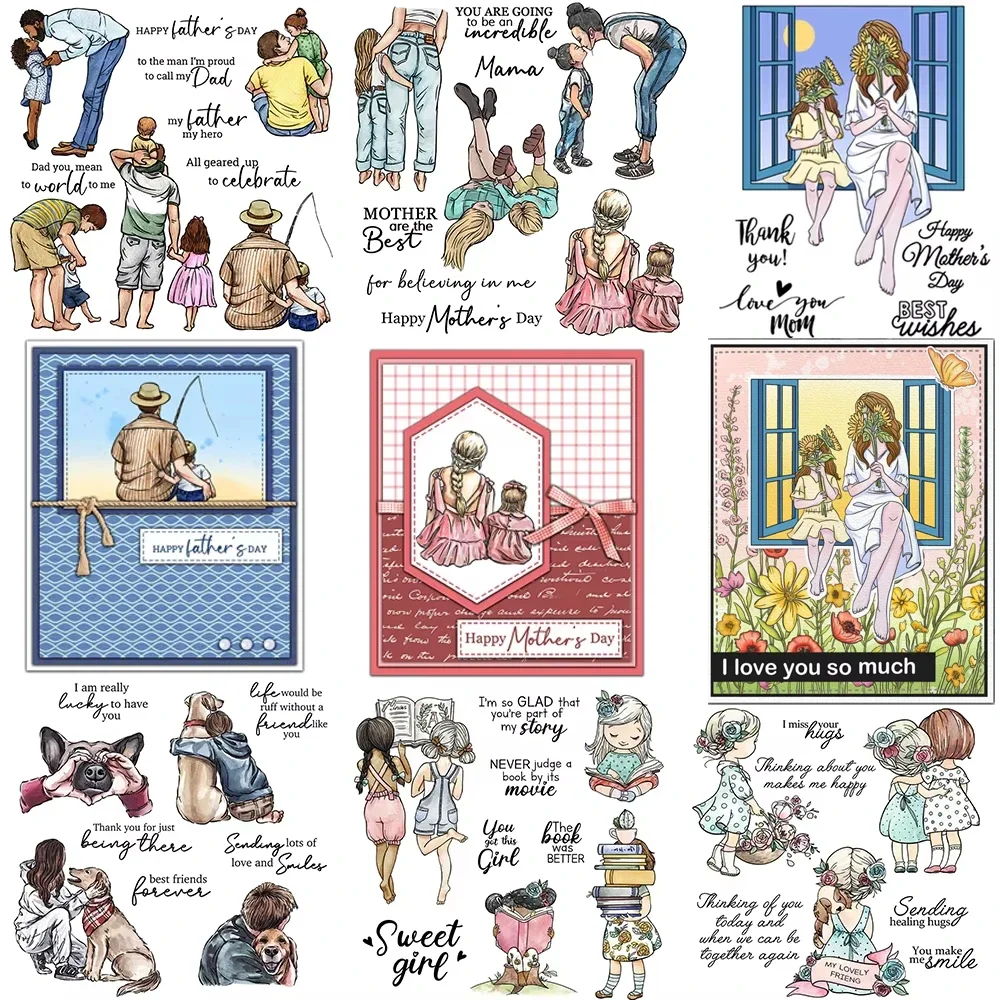 Happy Mothers Day And Vater's Day Love Kinder-Stanzformen und Stempel lesen beste Freundin-Stempelset für DIY-Scrapbooking-Bastelarbeiten