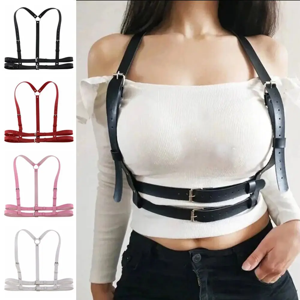 Punk Women's Waist Chain Multi-layer Y2K Style Harness Waist Belt Adjustable With Chain Chest Waist Harness Dress Accessories