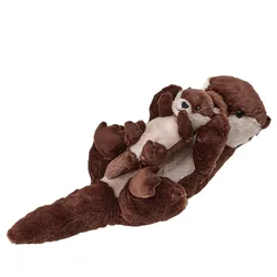 YIJA River Otter Bank Beaver Lutra Mom Hug Son Wild Nature Plush Toy Stuffed Doll Cartoon Animal Bedtime Story Boy Girl Gift