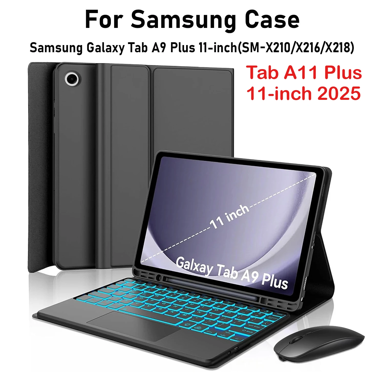 

Новый чехол для Samsung Galaxy Tab A11 A9 Plus SM-X218 S10 Lite 2025 года, 11-дюймовый чехол для клавиатуры, магнитный чехол из искусственной кожи с Bluetooth-клавиатурой
