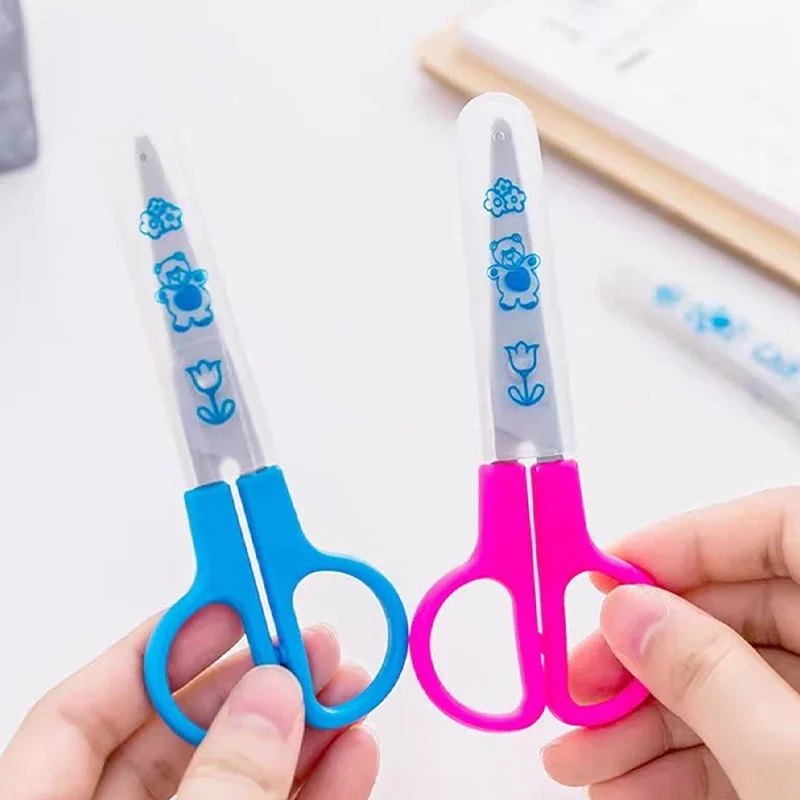Tijeras de seguridad de dibujos animados para niños, recortes artesanales, papelería escolar de papel, tijeras pequeñas bonitas, 1 ud.