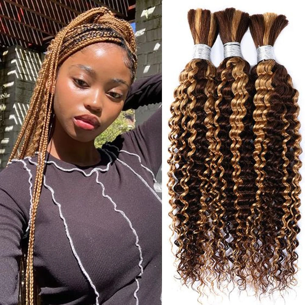 Bulk Braiding Hair Deep Wave 100% Unprocessed Human Hair No Weft Boho Braids Human Hair Bulk Extensions Brazilian Remy Hair