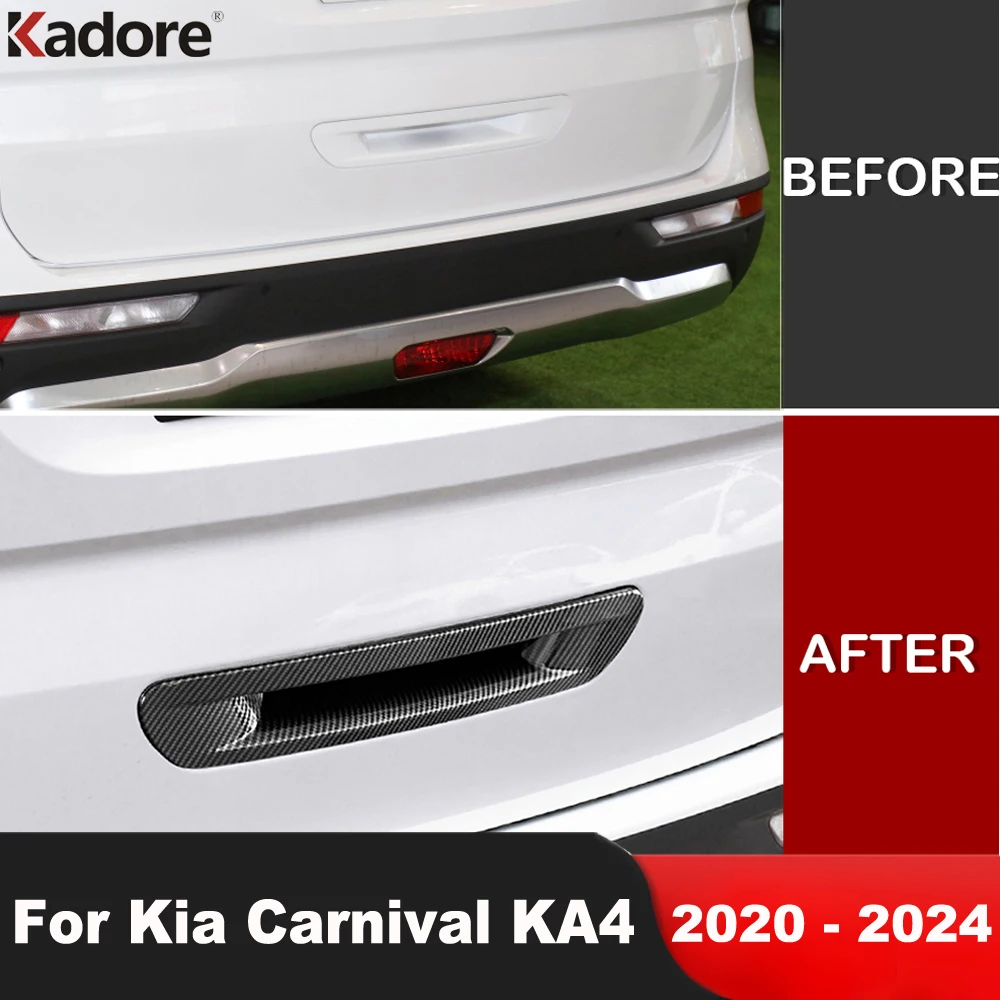 Rear Trunk Door Handle Bowl Cover Trim For Kia Carnival KA4 2020 2021 2022 2023 2024 Carbon Fiber Car Exterior Accessories