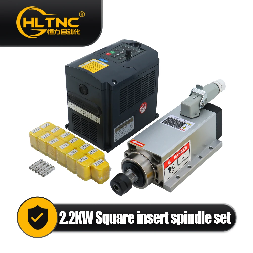 Vendita calda 2.2KW Motore Mandrino CNC 220v Mandrino ER20 0.9Nm 24000RPM + 2200w VFD 50/60hz + 13 pz Pinza ER20