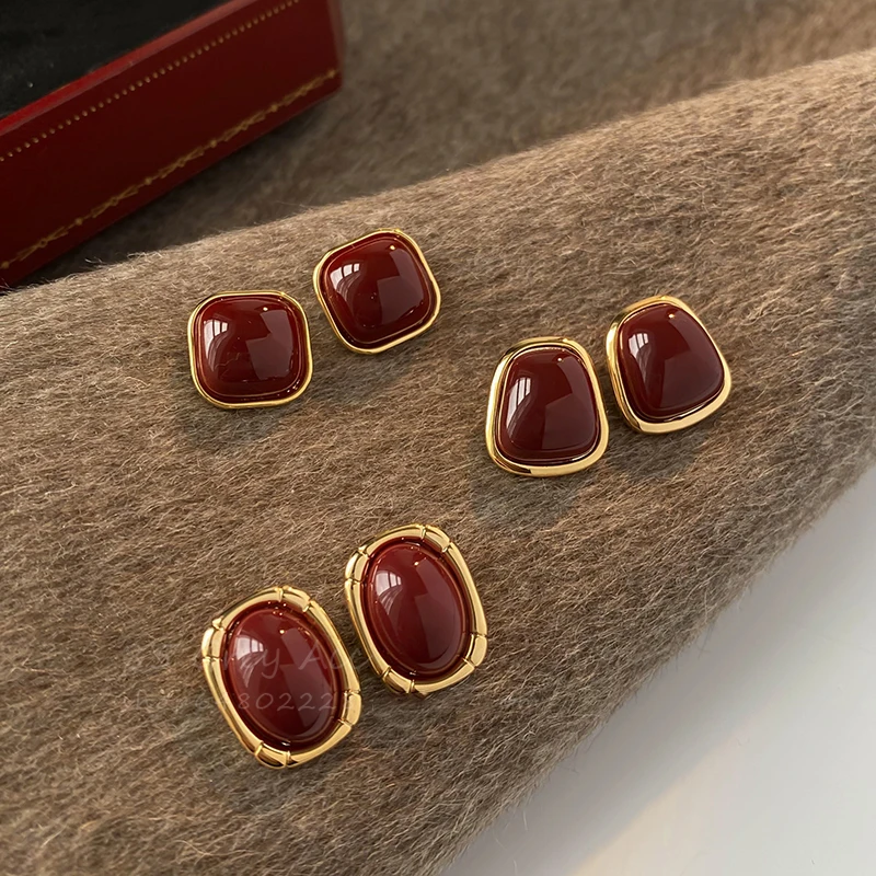 كوريا مزاجه الأبيض الهندسة القطع الناقص مربع الاكريليك وأقراط للنساء الاتجاه سحر ثقب المجوهرات اكسسوارات هدايا