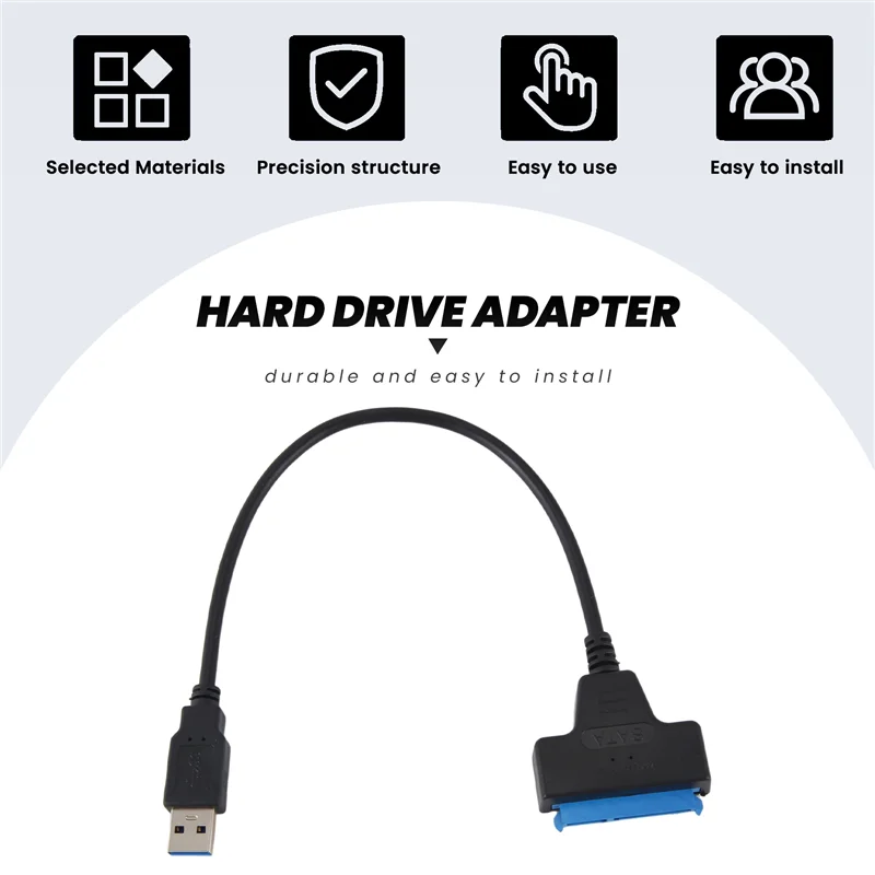 

Кабель-адаптер жесткого диска USB 3.0 на 2,5 дюйма SATA Конвертер SDD SATA в USB 3.0 — черный