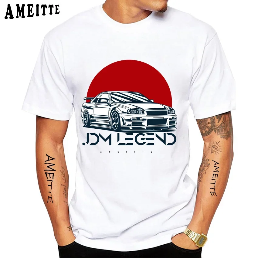 New Summer Men Short Sleeve Funny Skyline GTR R32 Vintage Print T-Shirt Legend Car Design White Casual Tops Hip Hop Boy Tees