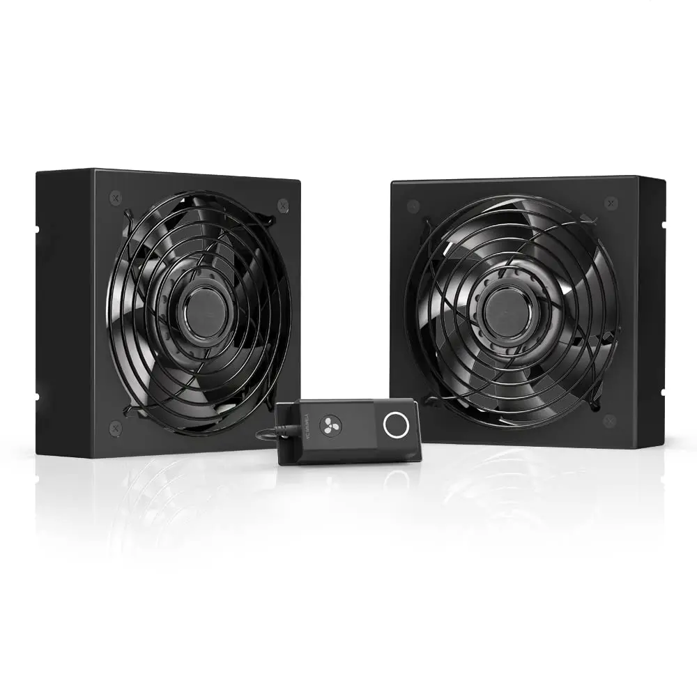 Roof-Mount Rack Fan Kit with Twin Silent Fans and Speed Regulator - Ideal for Cooling AV, Home Theater, and Network 19-Inch Racks