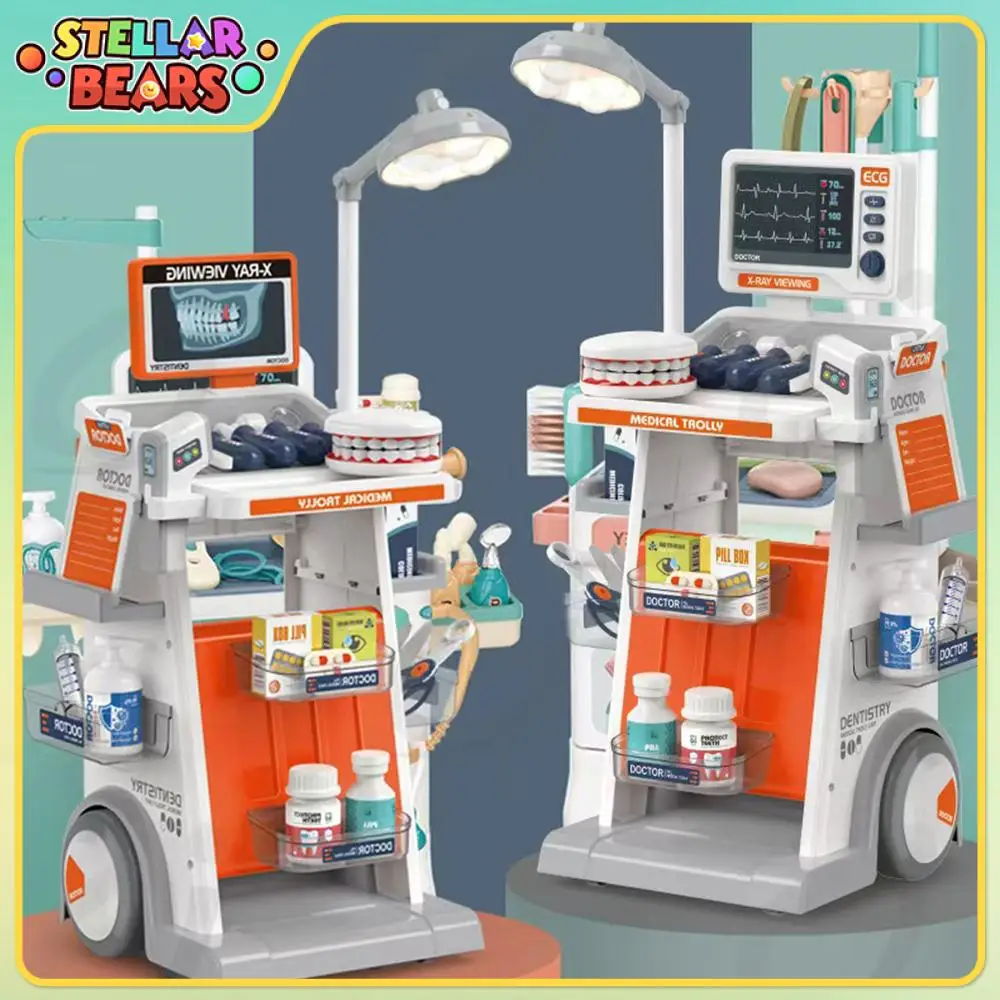 30 stks/set Gesimuleerde Tandarts Arts Set Tool Bureau Tandarts Speeltoestel Game Kit voor Meisje Fantasiespel Arts Gereedschap Kinderen Speelgoed