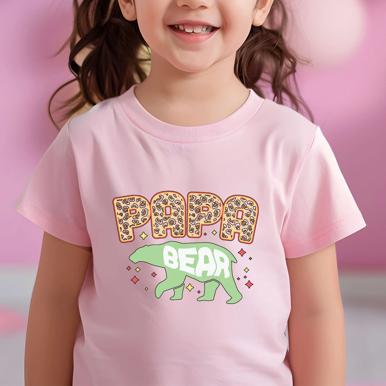 100% Cotton T-shirt I Love You Bear Dad Print Outside Children Clothe Boy/Girl Gift Soft T-shirt Outdoor O-neck Short Sleeve