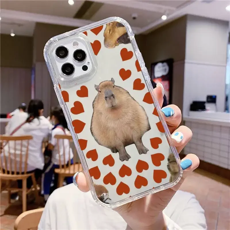 Cute Capybara Phone Case For iPhone 15 14 13 12 11 Pro Max Mini X Xs XR 7 8 Plus SE 2020 Transparent Case