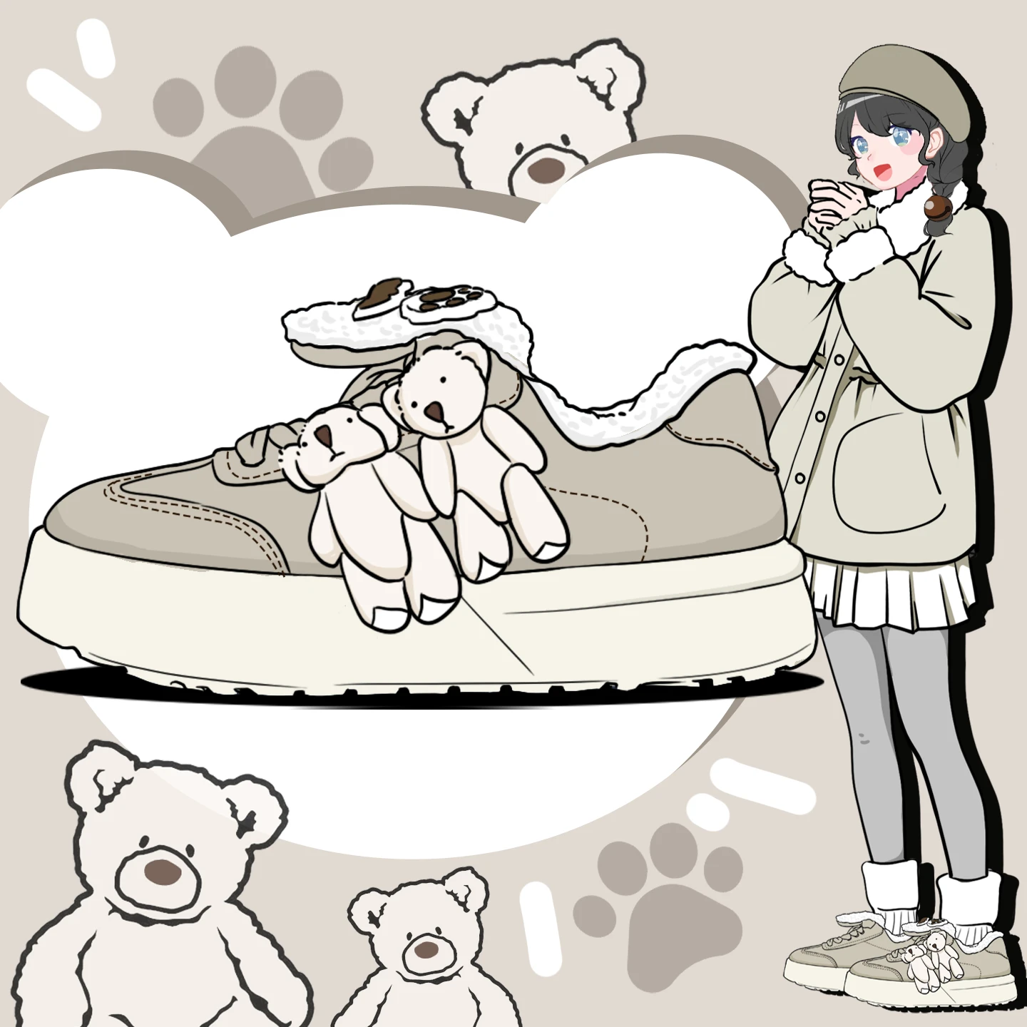 

Amy and Michae 2025 Winter Cute Girls Chunky Casual Sneakers Women Keep Warm Cotton Padded Shoes Female Thermal Low Top Footwear