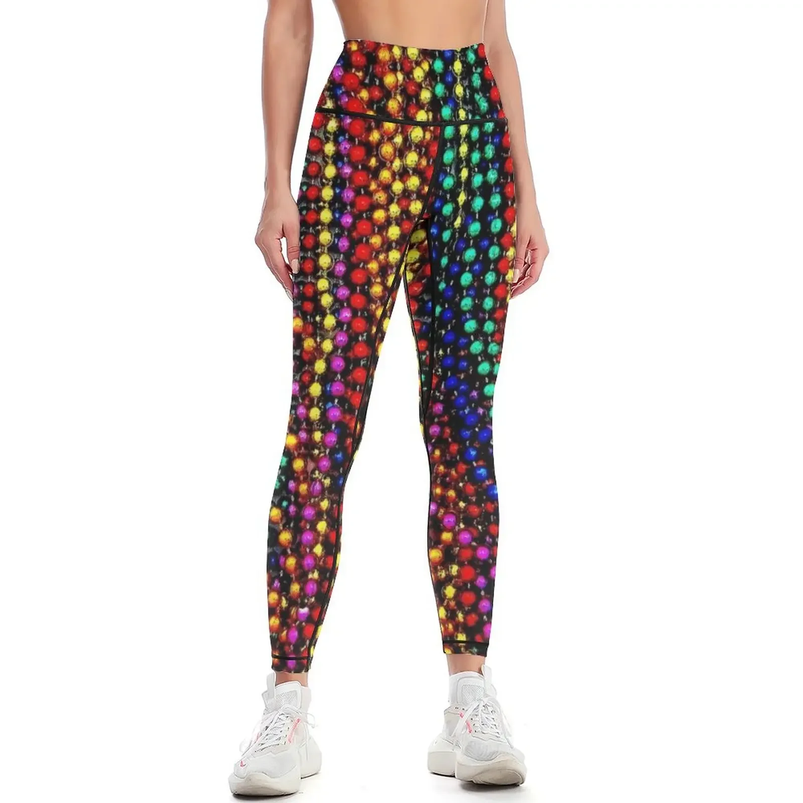 

MARDI GRAS :Colorful Beads Print Leggings sporty woman gym Women sportwear sport set exercise clothing for Womens Leggings