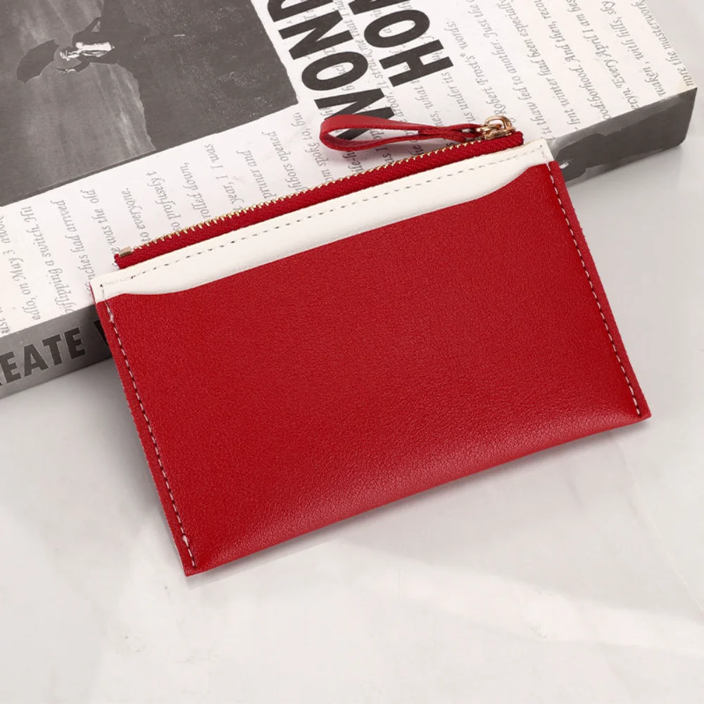 

Minimalism Ultra-thin Purse Fashion Solid Color Portable PU Leather Wallet Credit Card Holder Coin Pocket Mini Zipper Wallet