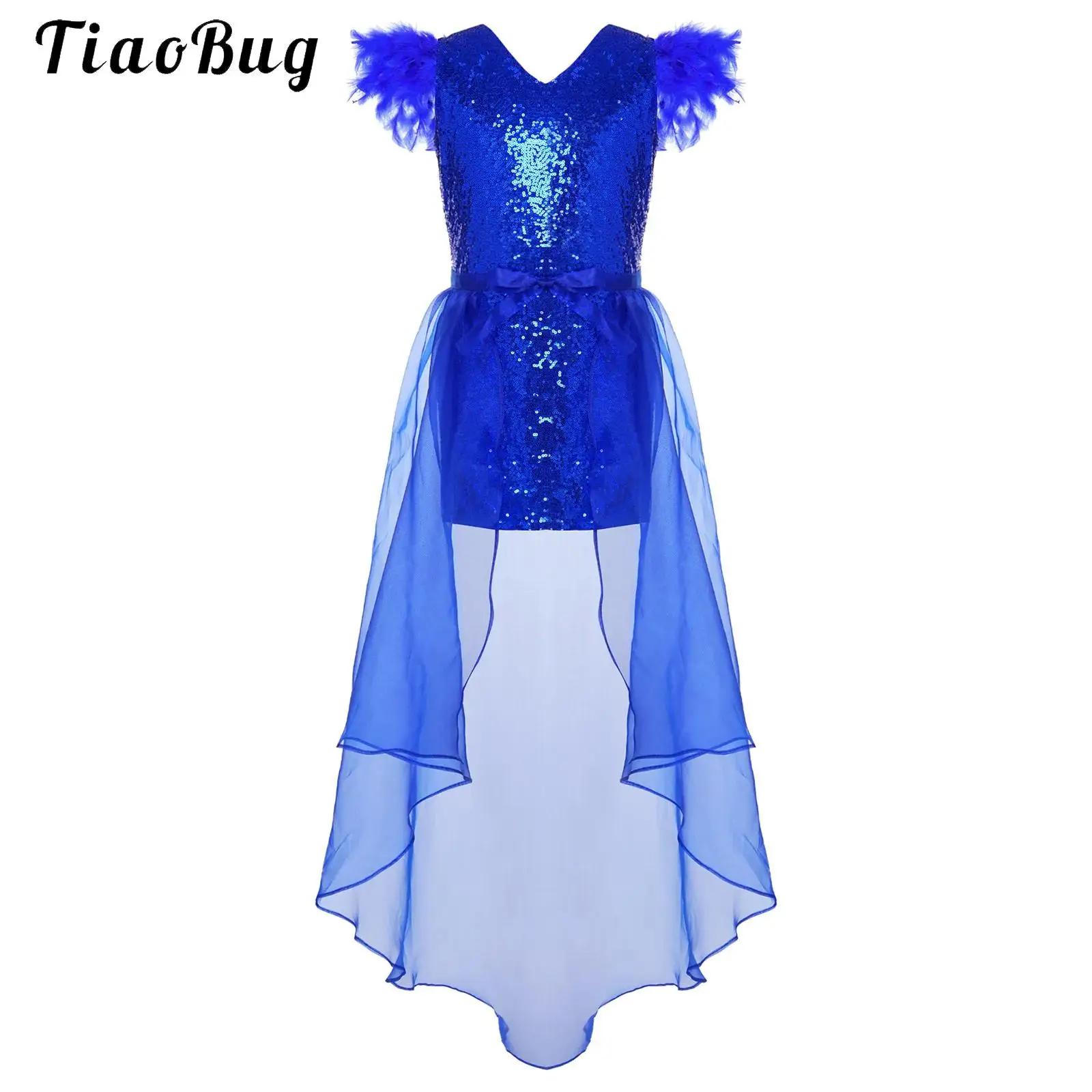 Conjunto de Vestido de Fiesta con Lentejuelas Brillantes y Falda de Tul para Niñas, Vestido Ajustado sin Mangas con Plumas en los Hombros para Niñas, Vestidos de Gala para Bodas
