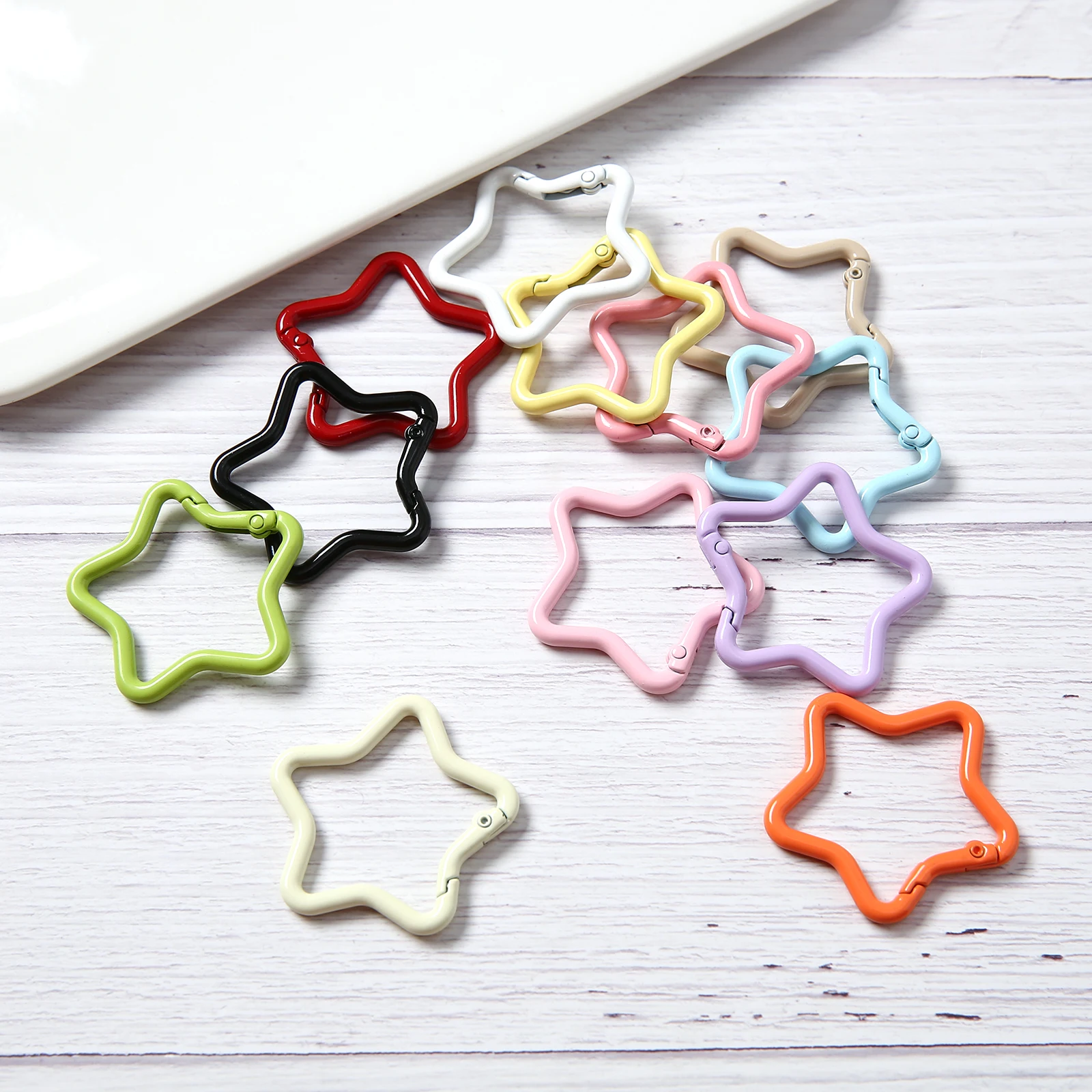 1/5/10/20 pcs Key Ring Five-pointed Star Shaped Key Chain Cute Key Pendants DIY Jewelry Making Accessories