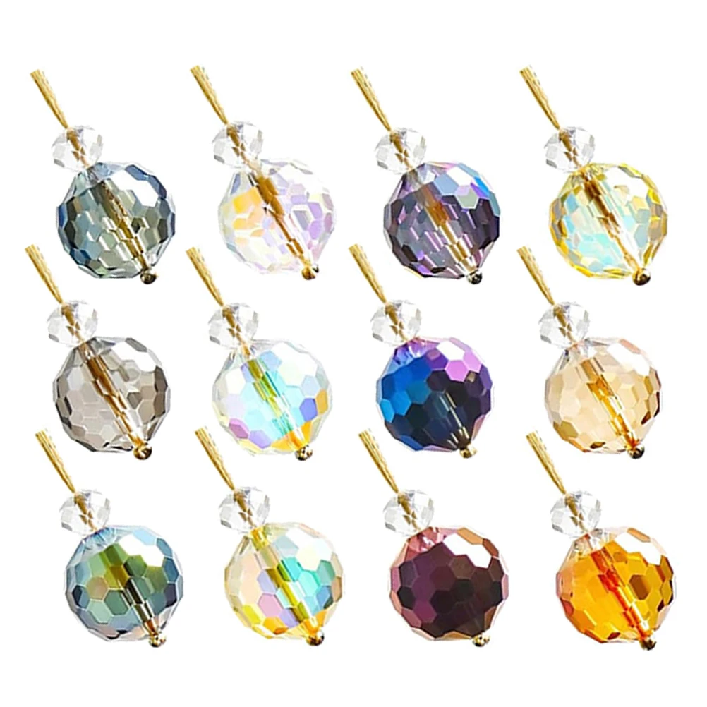 

12Pcs Mini Iridescent Crystal Ball Ornaments Multicolor Glass Xmas Tree Decorations Holiday Home Hanging Decor