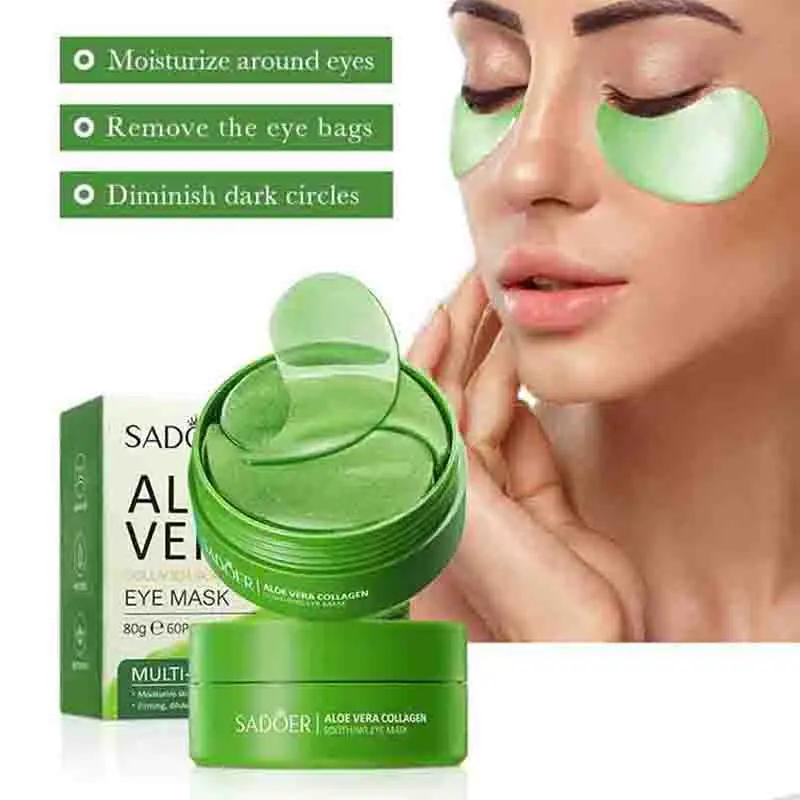 60 Stck SAODER Aloe Vera Kollagen Augenmaske Anti Augenringe Augen Taschen  Feuchtigkeitsspendende Straffende Augenklappen Augen Hautpflegeprodukte -  AliExpress 66