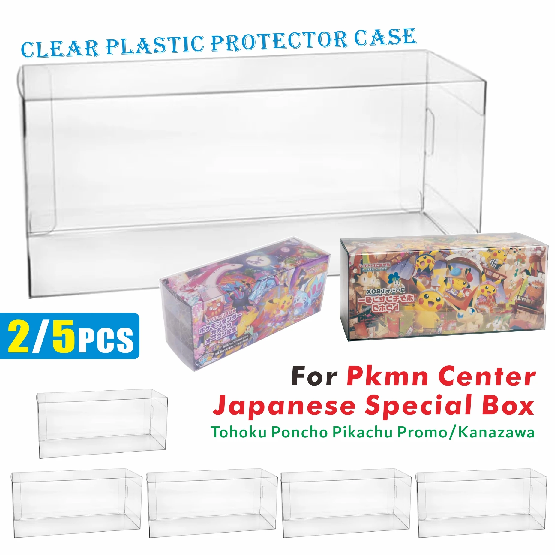

2/5 шт. прозрачный пластиковый защитный чехол для Pkmn Center, японская специальная коробка (для Tohoku Poncho Pikachu Promo/Kanazawa)