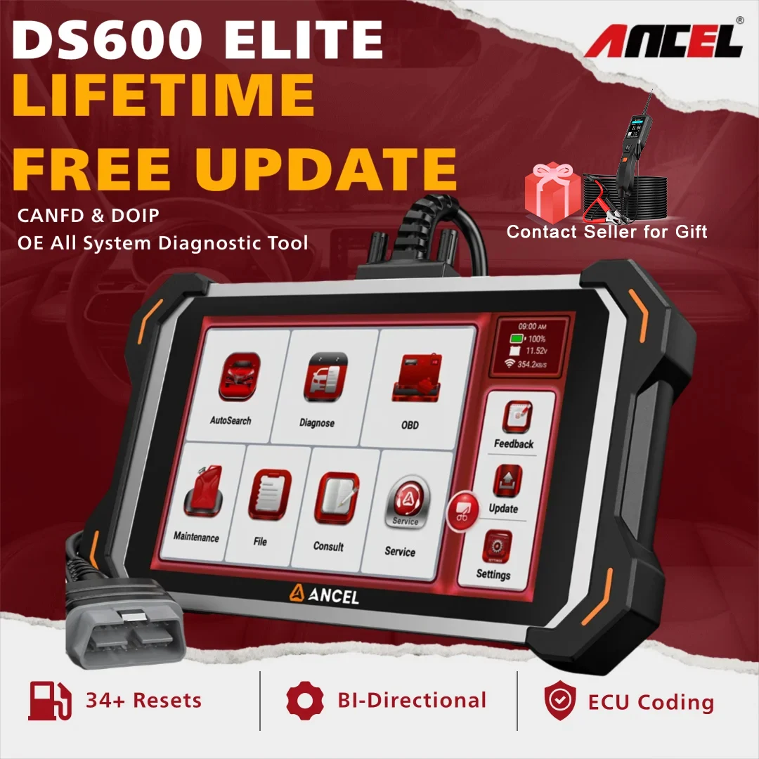 

34+Reset DS600 Elite OBD2 Scanner Bidirectional ECU Coding Oil EPB CAN-FD Doip AutoVIN ANCEL Full System Diagnostic Scan Tool