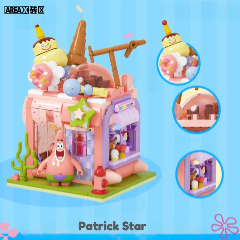 ใหม่ Areax SpongeBob SquarePants Series Building Blocks Squidward Tentacles Street View การศึกษาประกอบของเล่นชุดของขวัญ