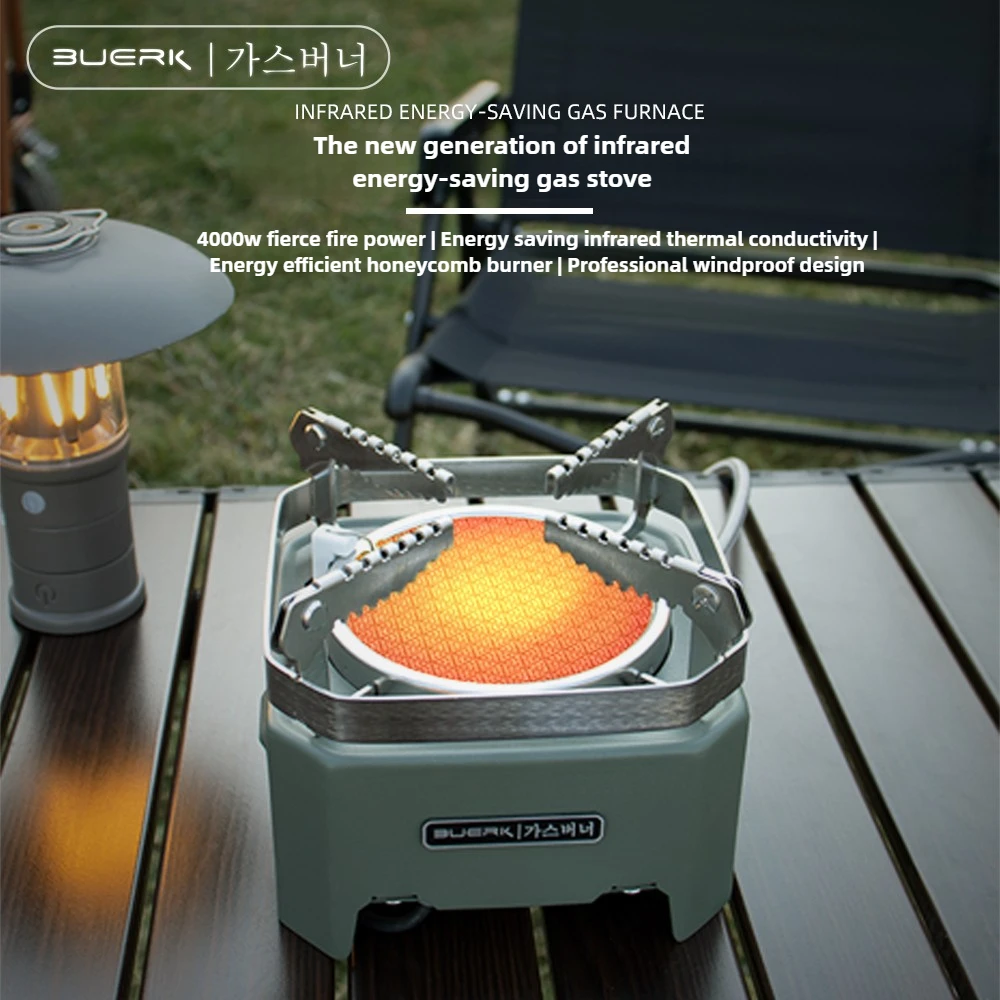 New 4000W Outdoor Infrared Stove Energy Conservation High Firepower Camping Stove Split Type Furnace Windproof Stove Head