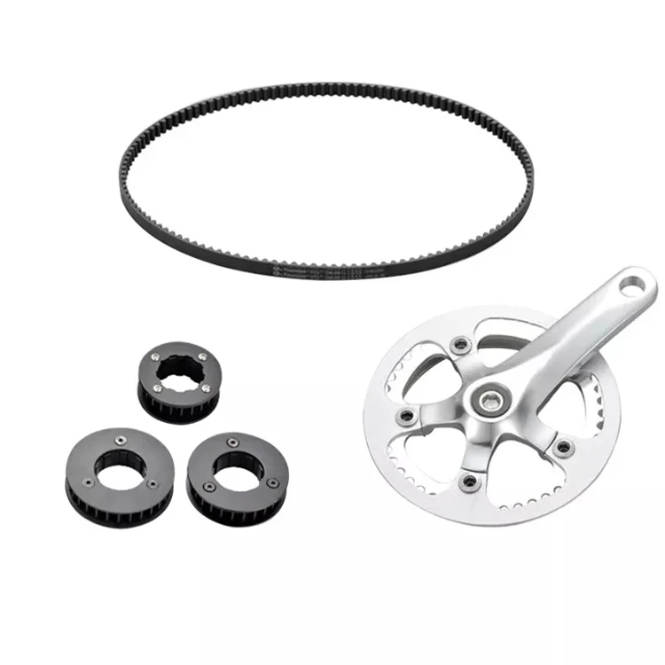 Polychain Rubber Timing Belt Aluminium Pulley for Bicycle Electric Parts Belt Pulley Chainwheel Belt Freewheel