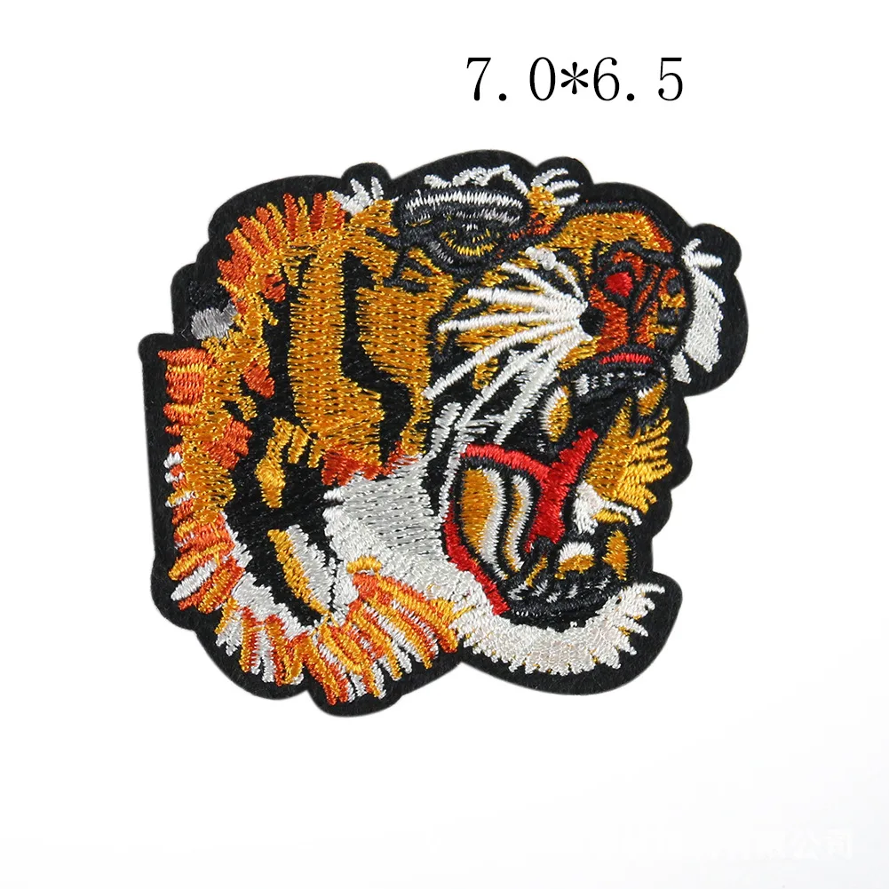 Cartoon Pattern Animal Tiger Flower Warrior Roar Embroidery Patch Appliqué Sewing Badge Fabric Jacket DIY Clothing Accessories