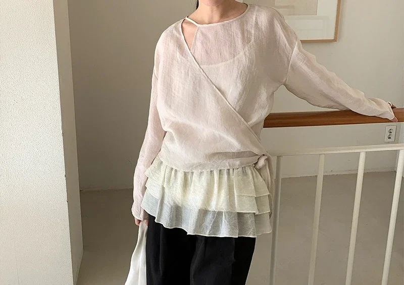 

2026 Spring Edition Thin Lace up Long Sleeve Small Hoodie for Women