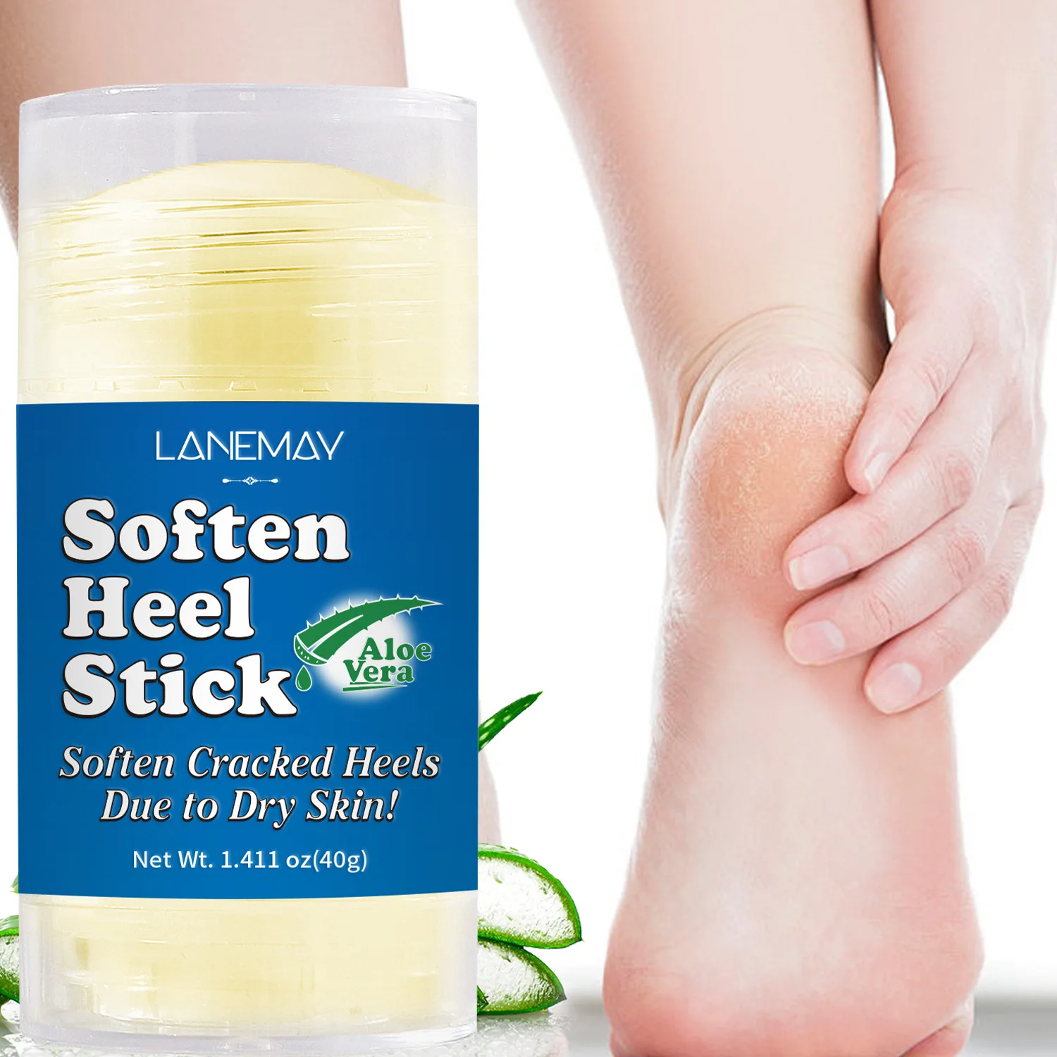 Soften Heel Stick- With Aloe Vera, Coconut Butter, Beeswax, Peppermint & Safflower Seed Oil - Super Moisturizing.