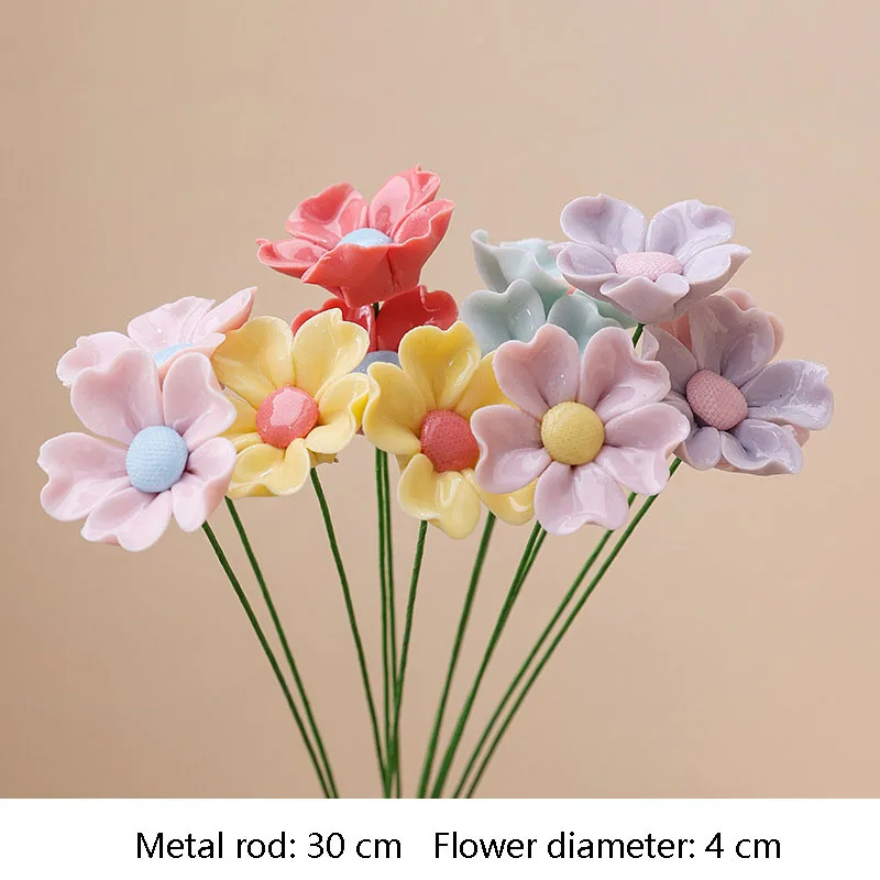 5 Stück Wildblumen Hochtemperaturbeständige Handgefertigte Keramik-Simulationsblumen Ewige Blumen für Geschenke und Heimdekoration – Detail 16