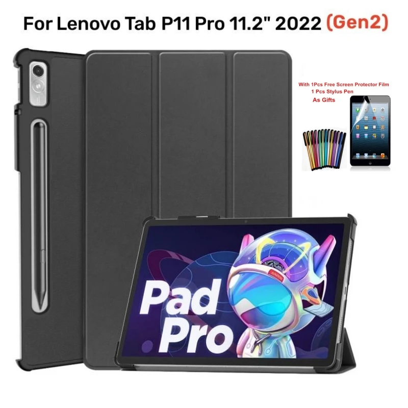 

For Lenovo Xiaoxin Pad Pro 2022 Case 11.2 inch Tab P11 Pro Gen2 TB132FU TB138FC Magnetic PU Leather Stand Tablet Cover+Film+Pen