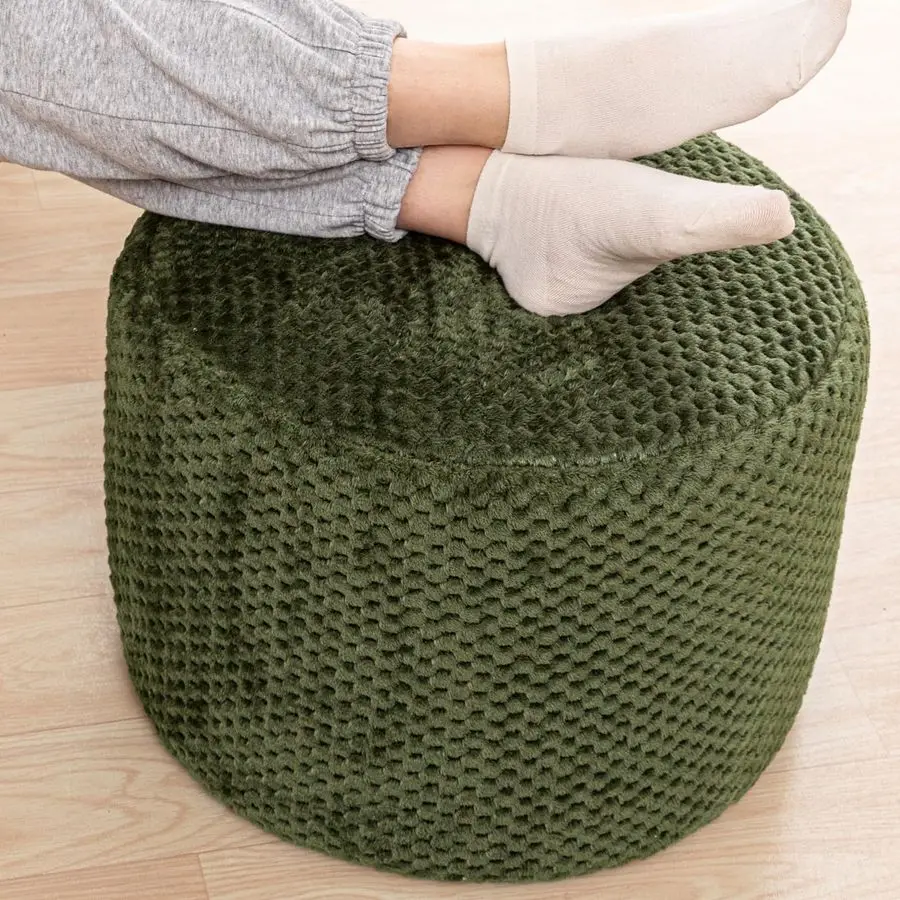 

Foot Rest Stuffed Round Boho Floor Poof Seating Armchair Foot Stool Floor Cushion Bean Bag Pouf Ottoman 18x18x14 Inch Forest