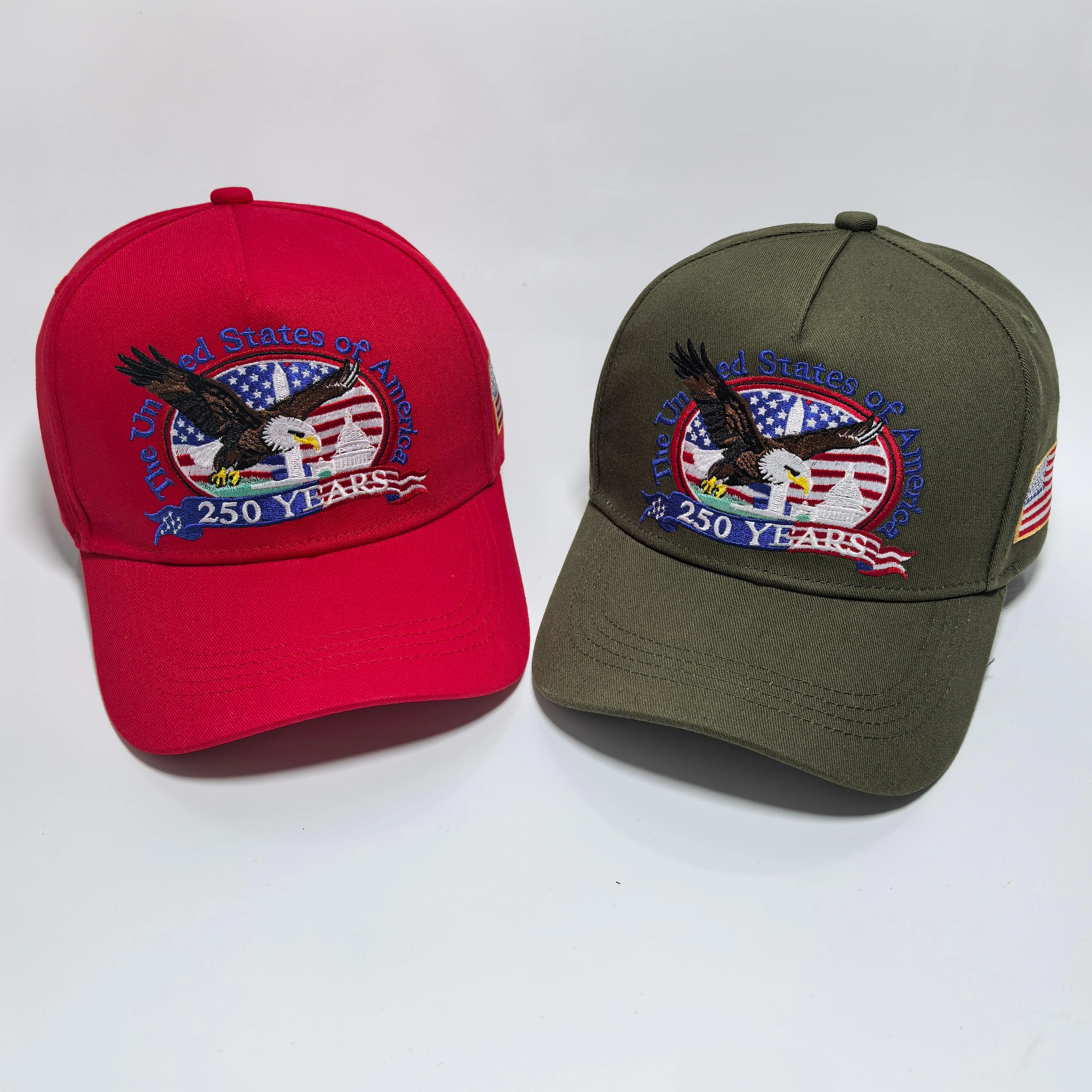 American 250 Years Bald Eagle Embroidered Baseball Cap,US Flag Patch Adjustable Trucker Hat Men Women Outdoor Sport Sun Caps