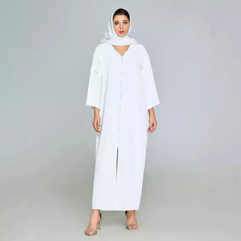 

Middle Eastern Abaya Clothing Handmade Rhinestone Plus Size Women's Clothing Dubai Muslim Women's Abaya Dress