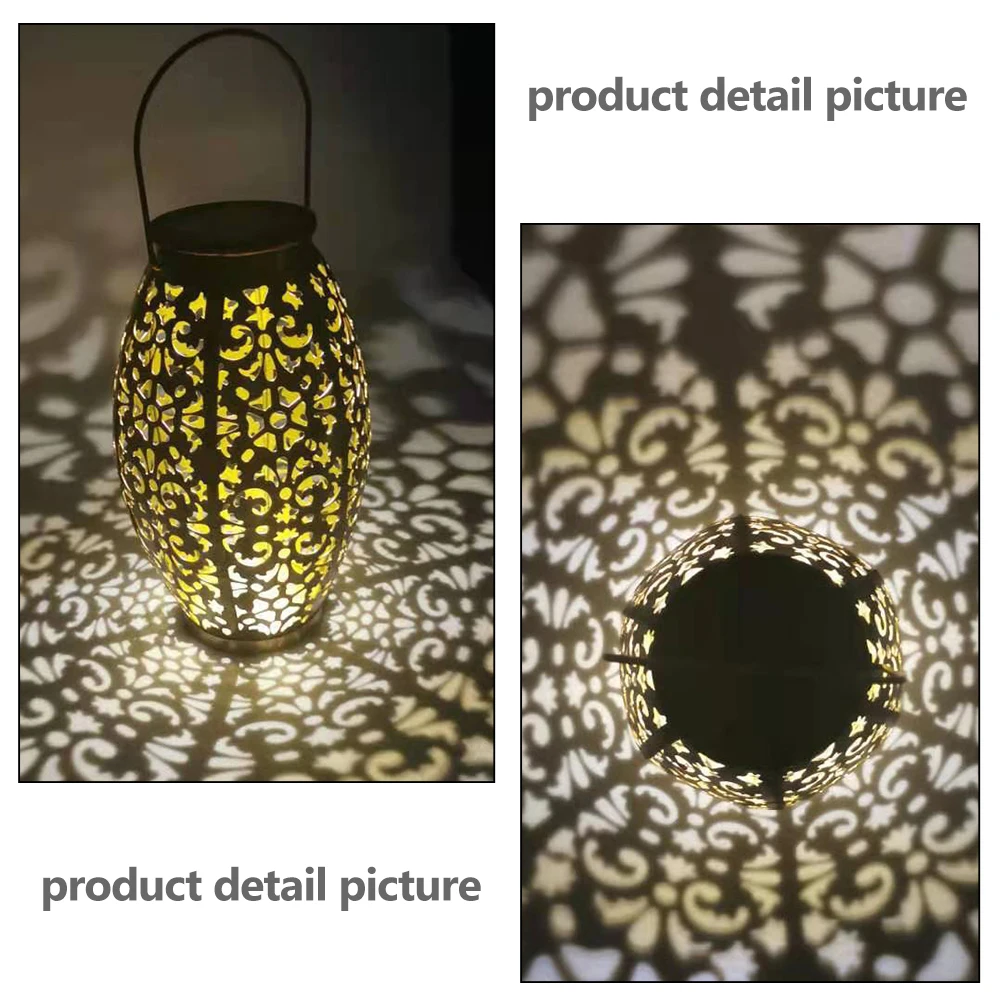 

Handheld Iron Lantern Solar Light Waterproof Decorative Garden Yard Lamp Projection Effect LED Outdoor Lighting