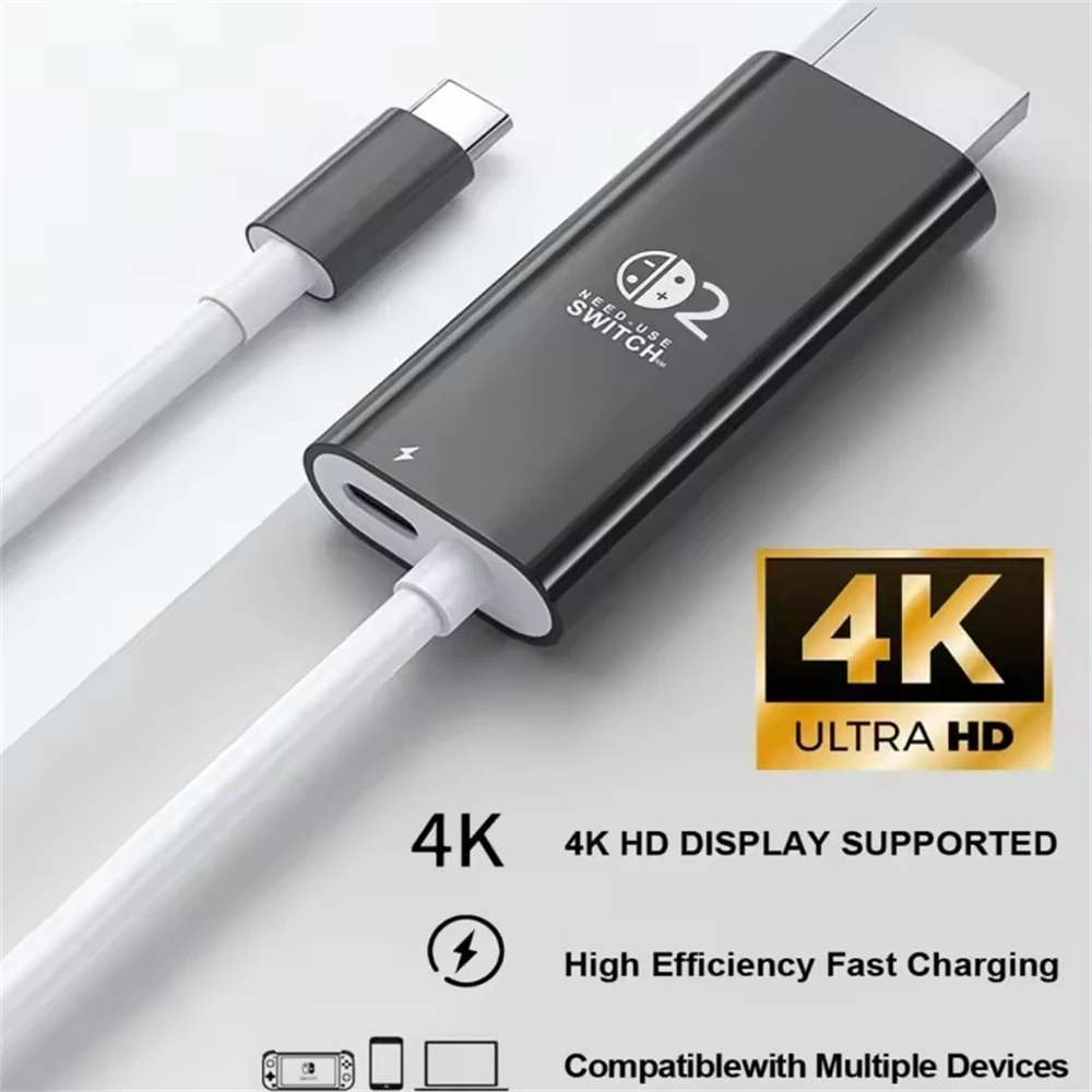 MEUYAG  Type C to HDMI-compatible 4K Cable 100W PD Charging USB C HDTV Adapter for Steam Deck MacBook iPad Laptop Phone Tablet