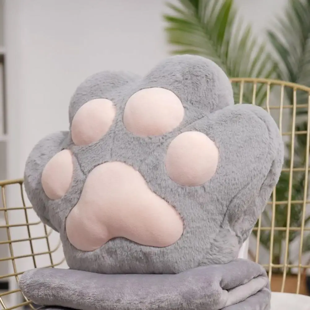 Lumbar Support Pillow Plush Cat Paw Pillow with Hand Pockets Soft Breathable Throw Cushion Lightweight Cute Paw-shaped for Sofa