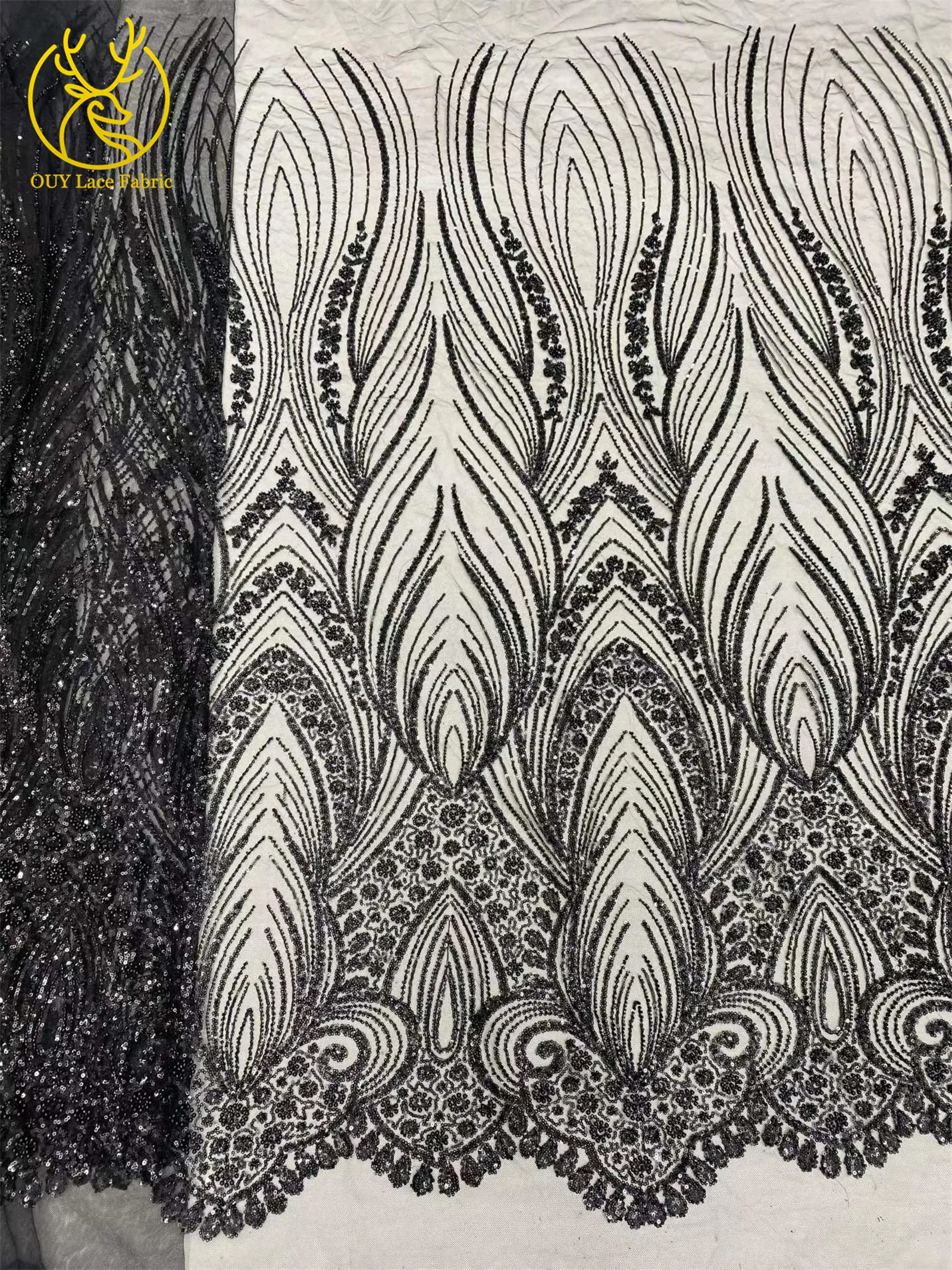 Grüner Afrikanischer Spitzenstoff 2026 Hochwertige Pailletten Tüll Französische Mode Netzspitze Abendkleid Stickerei Nähen – Detail 21
